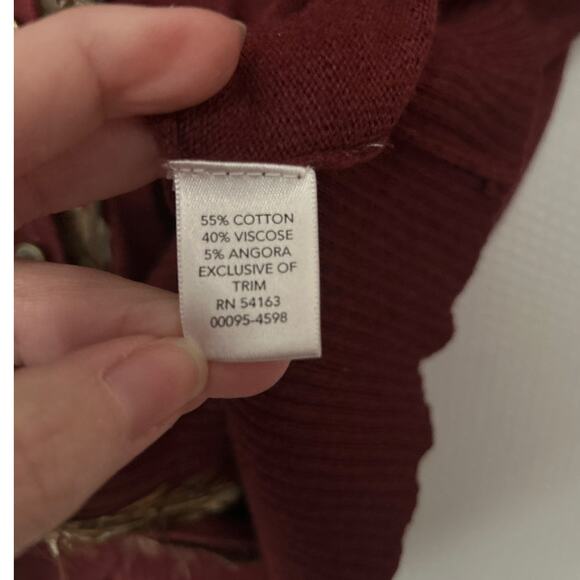 Calvin Klein Womens Cardigan Brown Fringe Trim Button Up Sweater Size Large - Picture 7 of 11